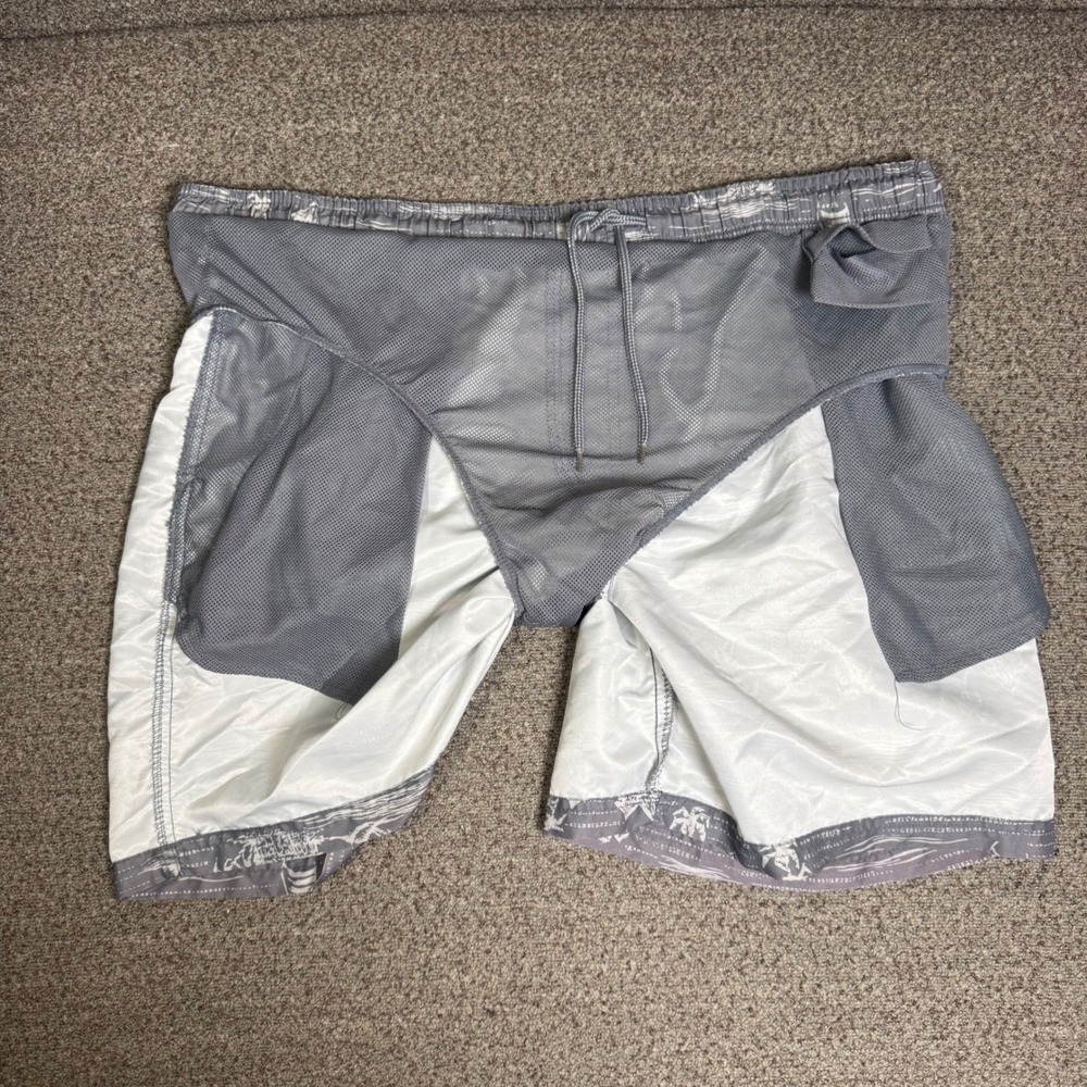 Faded Glory Mens Grey Tropical Print Swim Trunks‎ Size M 32-34 - Picture 5 of 9